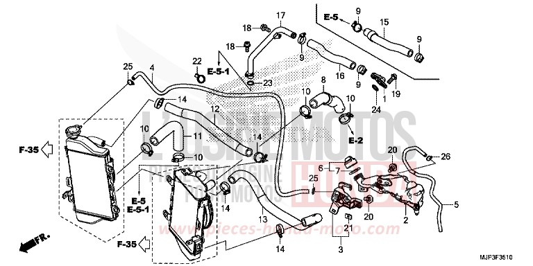 FLEXIBLE DE RADIATEUR de Africa Twin CANDY PROMINENCE RED (R342) 2017